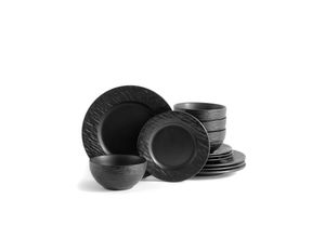 4260238068722 - 12-teiliges Tafelservice in Schiefer-Optik New Modern Black
