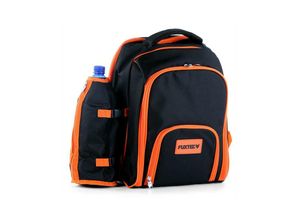 4260249443600 - - Picknickrucksack Traveller mit Kühlfach und Geschirr für 4 Personen Tragekorb Set mit Tellern Edelstahlbesteck Weingläser servietten