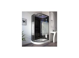 4260255472311 - HOME DELUXE - Dampfdusche BLACK PEARL - Maße 120 x 80 cm Links - inkl Dampffunktion Regendusche Radio und Zubehör I Fertigdusche Dusche