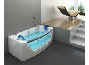 4260255472403 - Whirlpool Badewanne - atlantic m - Maße 175 x 85 x 60 cm - inkl Heizung Massagefunktion und kompl Zubehör i Wanne für 2 Personen Indoor Jacuzzi