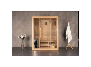 4260255475039 - Traditionelle Sauna - Skyline l - 120 x 150 x 190 cm - für 2-3 Personen Hemlocktanne inkl Saunaofen Saunazubehör i Dampfsauna Aufgusssauna