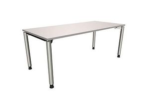 4260267321072 - fm fastline höhenverstellbarer Schreibtisch lichtgrau rechteckig 4-Fuß-Gestell silber 1800 x 800 cm