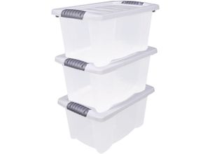 4260273054940 - Kunststoff Stapelbox mit Deckel 30 x 20 cm - 3er Set   jeweils 7 Liter - Aufbewahrungsbox mit Griff - Spielzeugkiste Lagerbox Multibox Allzweckbox