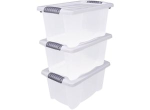 4260273056296 - Kunststoff Stapelbox mit Deckel 40 x 30 cm - 3er Set   jeweils 14 Liter - Aufbewahrungsbox mit Griff - Spielzeugkiste Lagerbox Multibox Allzweckbox