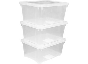 4260273056876 - Kunststoff Aufbewahrungsbox transparent - 8 l   3er Set - Universal Klasicht Box mit Deckel 37 x 26 cm - Multibox Lagerbox Sammelbox Organizer Box