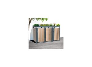 4260280778273 - Mülltonnenbox Planta 3x 240 L Holzoptik 84x200x1245cm