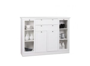 4260281758335 - Argonauta - Mobiles Sideboard mit Vitrine 4 Türen 2 Schubladen weiß 160x40xh120cm