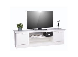 4260281759585 - - Lowboard TV-Board Hifi Stauraumkommode Beistellkommode Sideboard weiss Landwoo