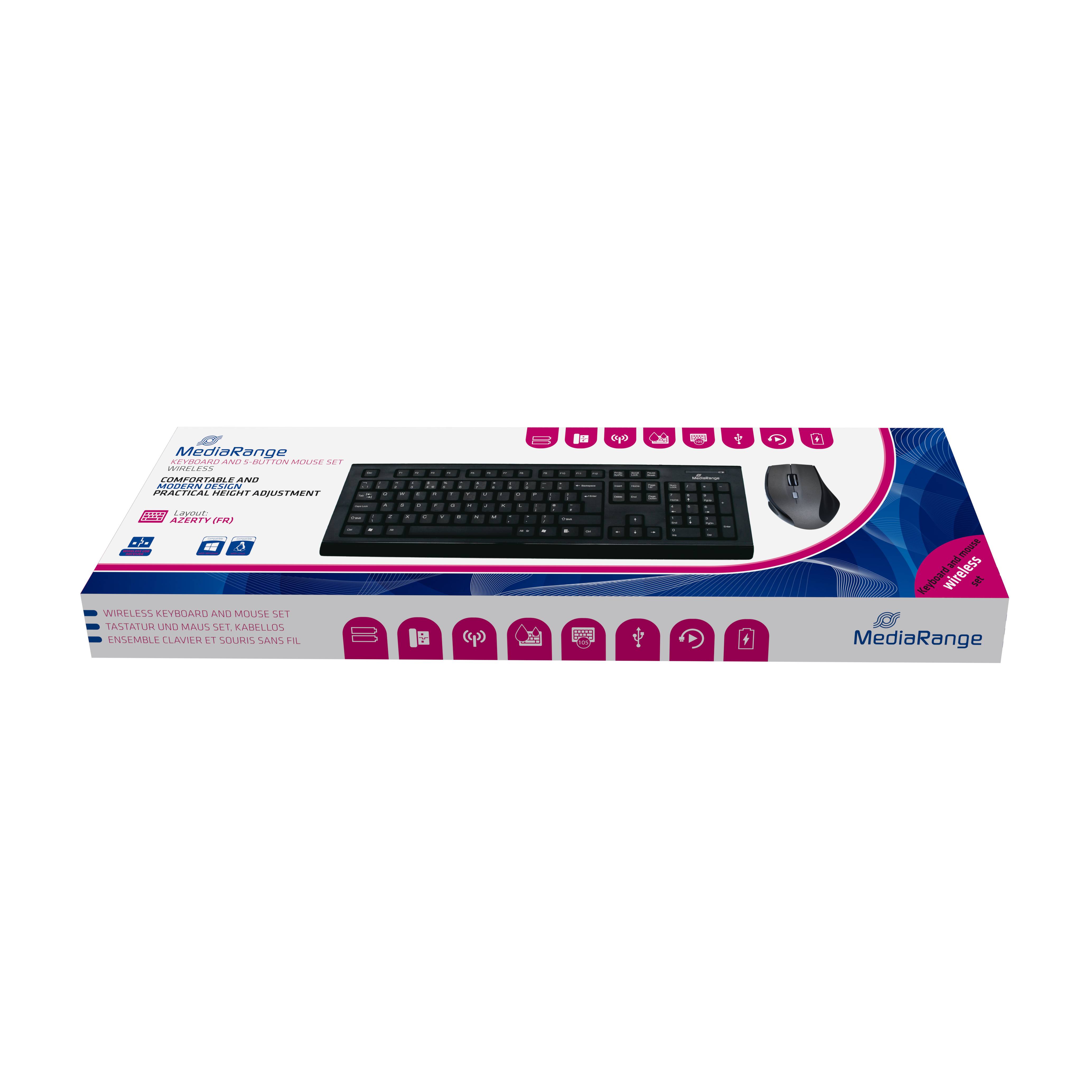 4260283119769 - Tastatur-Set + optis 5 Tasten Funk-Maus (FR) sw