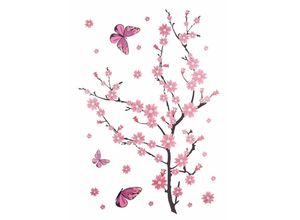 4260287148246 - Wandtattoo WALL-ART Kirschblüten mit Schmetterlingen Wandtattoos Gr B H 118 cm x 80 cm Natur pink Wandtattoos Natur selbstklebend entfernbar