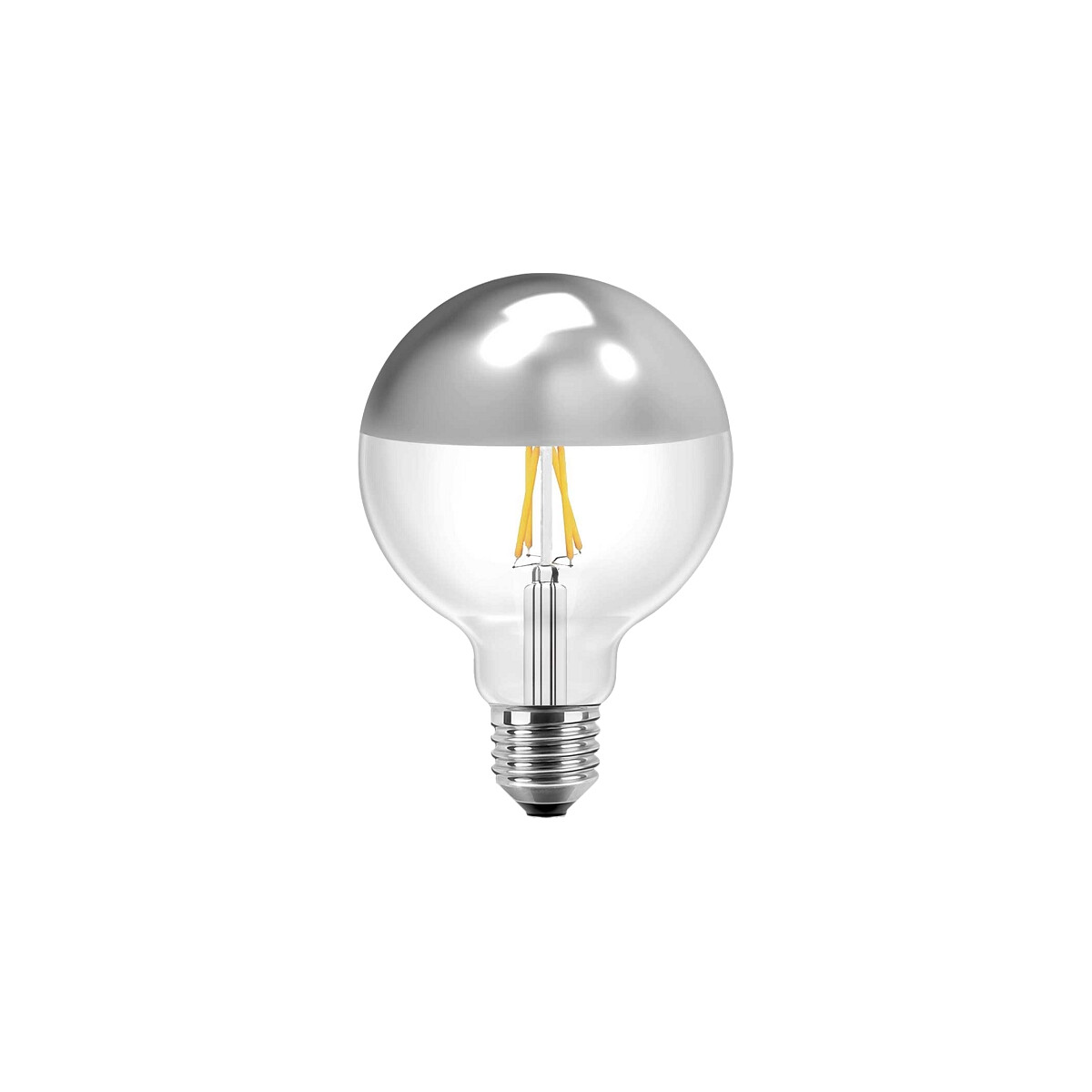 4260293196347 - LED Globeform 125mm 8W E27 810lm WW Glas (klar mit silbernem Spiegelkopf)