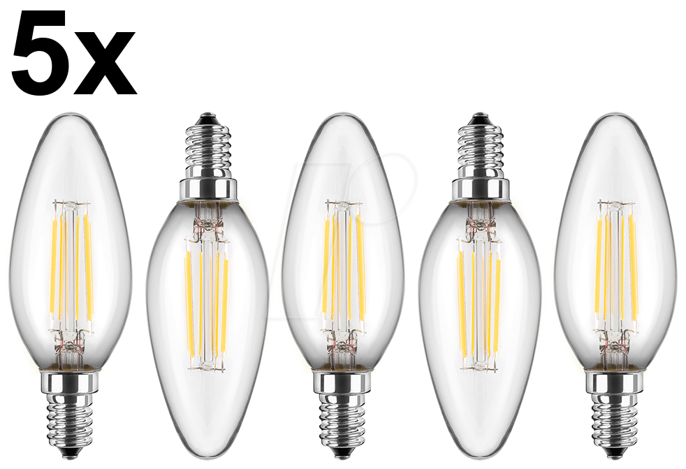 4260293205216 - 49247 - 5x LED Filament Lampe C35 E14 45W 470 lm WW Aktion