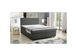 4260304593912 - Küchen Preisbombe - Boxspringbett Hotelbett 140x200 Bonellfederkern Bett mit Topper Paxos 2 grau