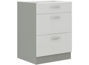 4260304595060 - Küchen Preisbombe - Unterschrank 60 Bianca Weiss Hochglanz + Grau Vollauszug Soft-Close Küche 4260304595060 - Küchen Preisbombe - Unterschrank 60 Bianca Weiss Hochglanz + Grau Vollauszug Soft-Close Küche