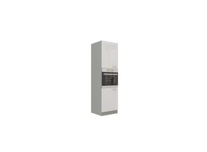 4260304595206 - Küchen Hochschrank 60 Bianca Weiß Hochglanz + Grau Küchenzeile Küchenblock 4260304595206 - Küchen Hochschrank 60 Bianca Weiß Hochglanz + Grau Küchenzeile Küchenblock