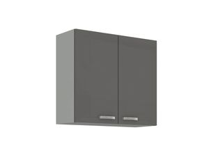 4260304595770 - Küchen Hängeschrank 80 Hochglanz Grau Küchenzeile Küchenblock Küche Grey Bianca