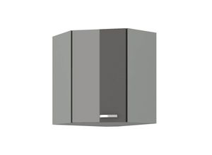 4260304595855 - Eckhängeschrank 60x60 Hochglanz Grau Küchenzeile Küchenblock Küche Grey Bianca