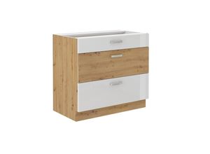 4260304596616 - Küchen Unterschrank 80 cm Eiche Artisan + Weiß Hochglanz Vollauszug Soft-Close 4260304596616 - Küchen Unterschrank 80 cm Eiche Artisan + Weiß Hochglanz Vollauszug Soft-Close