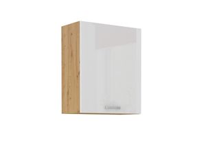 4260304596814 - Hängeschrank 60 cm Eiche Artisan + Weiß Hochglanz Küchenzeile Küchenblock Küche