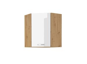 4260304596845 - Eckhängeschrank 60x60 Eiche Artisan Weiß Hochglanz Küchenzeile Küchenblock Küche