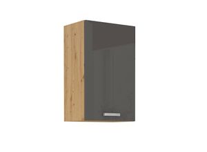 4260304597118 - Hängeschrank 50 cm Eiche Artisan + Grau Hochglanz Küchenzeile Küchenblock Küche