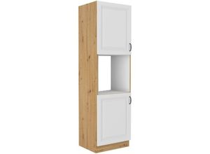 4260304597880 - Küchen Hochschrank 60 cm Stilo Weiss + Eiche Artisan Küchenzeile Küchenblock