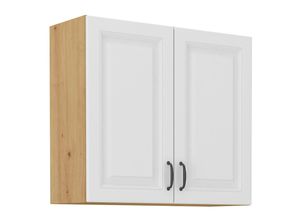 4260304598207 - Hängeschrank 80 cm Stilo Weiss + Eiche Artisan Küchenzeile Küchenblock Küche