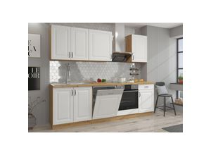 4260304598306 - Küche Stilo Weiß + Eiche Artisan 250 cm Küchenzeile Küchenblock Einbauküche