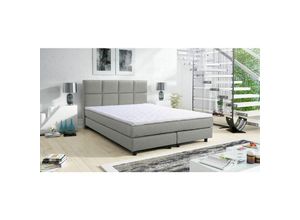 4260304598412 - Boxspringbett Boxbett Glenn 1 Tablet Hotelbett 140x200 Bett Topper hellgrau