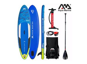 4260307168223 - Aqua Marina SUP Board 320x81cm mit Reißverschlussrucksack Double Action-Pumpe LIQUID AIR V1 Paddel Einschub-Mittelfinne Sicherheitsleine Blau