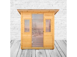 4260307168285 - PureHaven Aussensauna 190x205x240 cm mit finnischem Saunaofen von Harvia inkl kompletten Zubehör einfach montierbar energiesparend leichte Bedienung