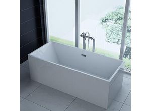 4260307168315 - PureHaven freistehende Luxus Acryl-Badewanne 170x80cm elegant inkl Siphon und Überlaufschutz leicht zu pflegende Oberfläche extra starker Rahmen Weiß - versch Ausführungen