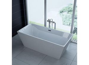 4260307168322 - PureHaven freistehende Luxus Acryl-Badewanne 170x80cm elegant inkl Siphon und Überlaufschutz leicht zu pflegende Oberfläche extra starker Rahmen Weiß - versch Ausführungen