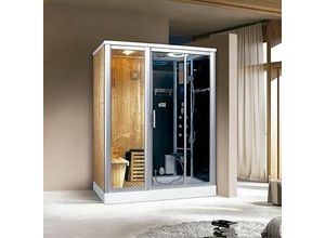 4260307168469 - Luxus 2in1 Finnische Sauna und Dampfdusche 170x100 cm für 2 Personen Tropenbrause Rücken- und Fußmas