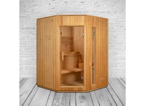 4260307168612 - Finnische Sauna 150x150x200 cm Harvia Saunaofen für 3 Personen Hemlockholz komplettes Zubehör Saunas