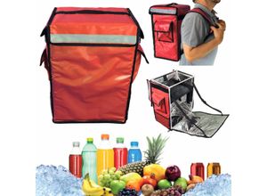 4260307169749 - CoolQuest isolierte Kühlrucksack 42 Liter in Rot Thermobox wasserdicht Picknick Rucksack Liefertasc