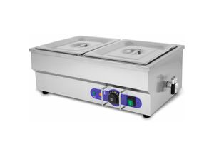 4260307355555 - Speisenwärmer Buffetwärmer Wärmebehälter Für Speisen Elektrisch 1500W aus Edelstahl (Inkl 2X 1 2 gn Behälter mit Deckel für 2X 6L Ablasshahn Bain