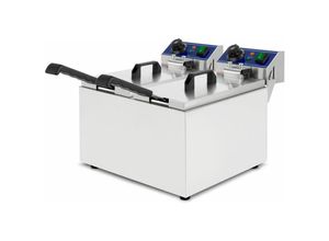 4260307355975 - Vertes - Friteuse Fritteuse Fritöse Edelstahl 2x 8L (6000W 230V Kaltzonenprinzip Temperatur Stufenlos Regulierbar 50-200°C 2 Frittierkörbe Reset