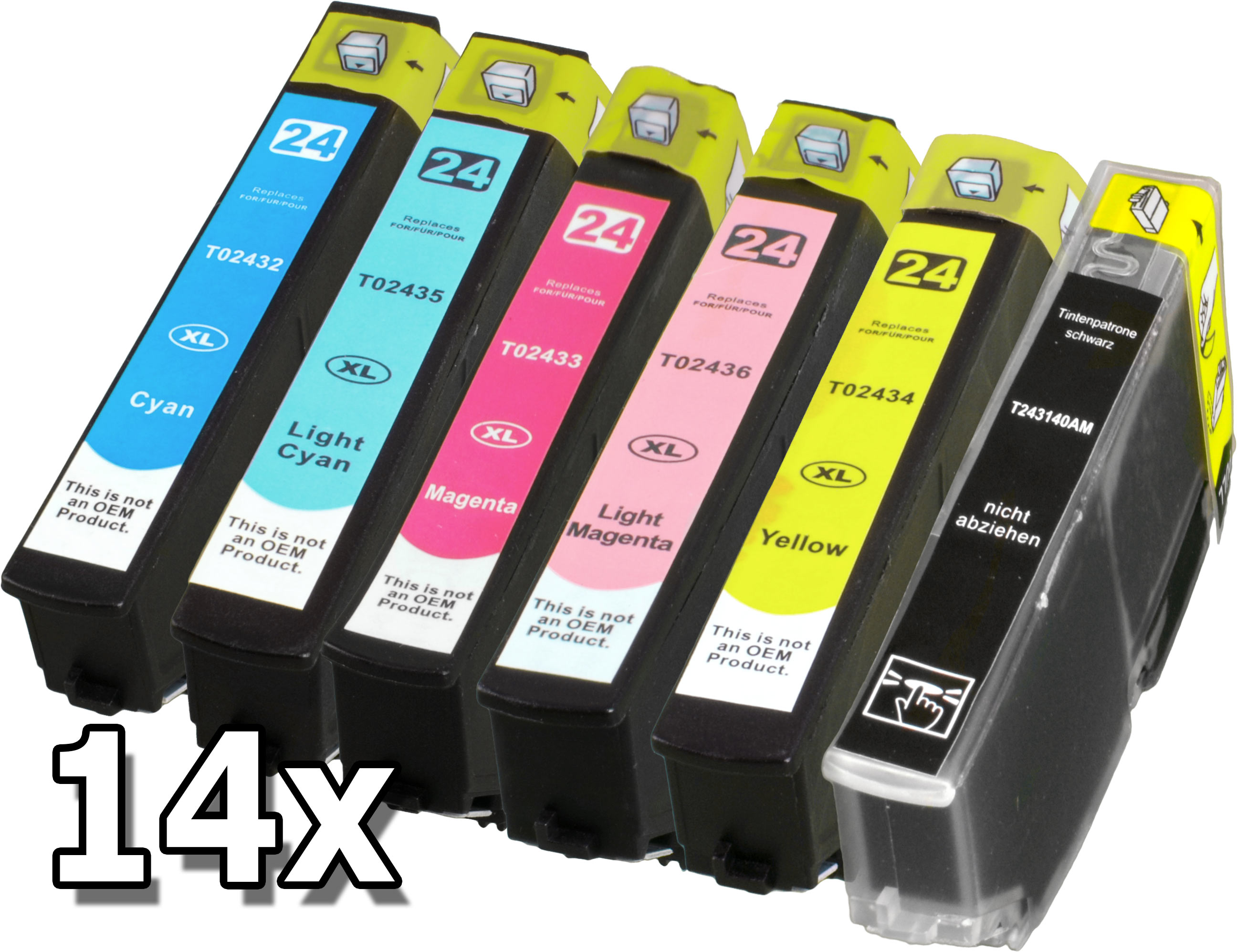 4260311527351 - 14 Tinten ersetzt Epson C13T2431-2436 6-farbig No 24XL 4260311527351 - 14 Tinten ersetzt Epson C13T2431-2436 6-farbig No 24XL