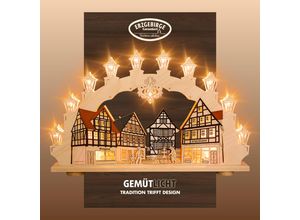 4260340973280 - Schwibbogen WEIGLA Altstadt Fachwerkhaus Lichterbogen aus Holz beige (natur braun) Schwibbögen B H T 66cm x 41cm x 6cm Holz Erzgebirge garantiert Weihnachtsdeko Innen Weihnachtsbeleuchtung B66cm H41cm T6cm