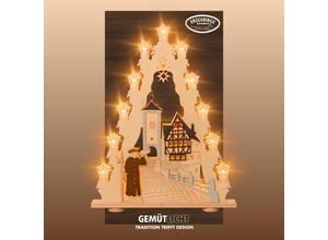 4260340973587 - LED Lichterbogen WEIGLA Rothenburg ob der Tauber große Lichterspitze aus Holz Fachwerkhaus Schwibbögen Gr B H T 52 cm x 67 cm x 6 cm braun (natur braun schwarz) Erzgebirge garantiert Weihnachtsdeko Innen Weihnachtsbeleuchtung