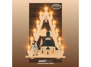 4260340973594 - LED Lichterbogen WEIGLA Seiffener Kirche große Lichterspitze aus Holz Schwibbögen Gr B H T 52 cm x 67 cm x 6 cm bunt (natur braun grau schwarz) Erzgebirge garantiert Weihnachtsdeko Innen Weihnachtsbeleuchtung