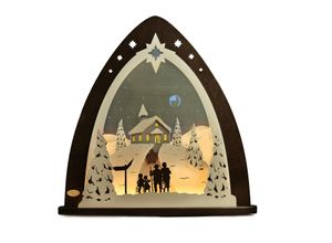 4260340975031 - Lichterbogen WEIGLA LED Bergkapelle moderne Lichterspitze aus Holz & Acrylglas schwarz (schwarz natur) Schwibbögen H T 53cm x 9cm Holz Holz Erzgebirge garantiert Weihnachtsdeko Innen Weihnachtsbeleuchtung H53cm T9cm