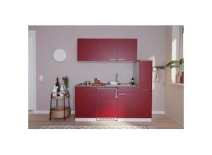 4260344975358 - Küchenzeile Economy m Geräten Rot Nussbaum B ca 180 cm