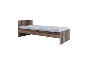 4260347793904 - Einzelbett HOME AFFAIRE Nonjoo-Teen Betten Gr Liegefläche B L 90 cm x 200 cm Betthöhe 19 cm kein Härtegrad ohne Matratze braun (old style dekor old dekor) Home Affaire mit Liegefläche in 90 cm oder 120 x 200 cm Ausf Old Style Dekor