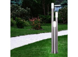 4260348821460 - Etc-shop - Wegeleuchten Außen Edelstahl led Stehleuchte Außen groß Gartenleuchte 170 cm 3 silberne Säulen3x 9Watt 3x 806lm warmweiß d 28 cm