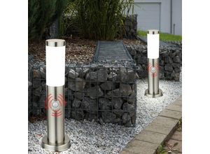 4260348829619 - Etc-shop - Stehlampe Gartenleuchte Edelstahl Wegeleuchte Außenleuchte mit Bewegungsmelder silber 1x E27 DxH 127x45 cm 2er Set