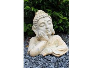 4260359586976 - Arnusa Buddhafigur Buddha Kopf Statue 35cm Gartenfigur Gartendeko Büste Buddhaf