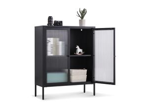 4260360010965 - Coemo - Highboard Tokio aus Metall mit Glastüren Schwarz - Schwarz