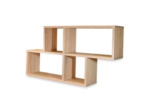 4260360016288 - Coemo Wandregal Ernie 100 x 20 x 53 cm aus Holz MDF 4 Fächer vertikal versetzt Natur